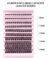 100 Cluster naturgetreue schwarze Wimpernverlängerung in 10 Reihen mit 8-16mm Länge - 8-16mm Längenstil (DIY-SET-002)