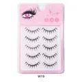 Five pairs of W19 comic style false eyelashes with thick crisscross bundles on pink card - W19 Style