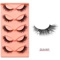 Fünf Paar falsche Wimpern im Fox-Look mit rosa Perlen und transparentem Wimpernband - Rosa-Weißer Perlenstil (ZZJ5-007)