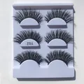 3-pair pack of dense black mink-style eyelashes with subtle glitter on a T02 white tray - Style T03