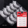 Five pairs of voluminous white fiber false eyelashes in a set for stage and party makeup - Cross Thick Style (CS5-001)