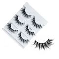 Five pairs of 3D layered black false eyelashes set in white tray model T06 - Style T06