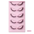 Fünf Paar kurze Katzenaugen-Wimpern mit transparentem Band in rosa Tablett - L-Form Locken Natürlicher Stil (HLY5-11)