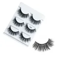 5 pairs of T08 thick 3D faux mink eyelashes set on a white tray with professional curling - Style T08