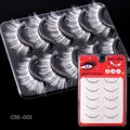 5 pairs of white long false eyelashes for cosplay and stage makeup in red retail box - Fan-shaped Radiant Thick Style (CS5-003)