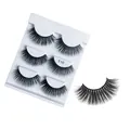 T10 set of 5 pairs thick curled faux mink eyelashes in white plastic tray for makeup - Style T10