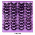 20 pairs of voluminous 3D curly false eyelashes in a purple tray, model JSTM20-004 - Dramatic Messy Style (JSTM20-004)