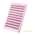 DIY segmented individual lash clusters with 12 rows on a pink palette, model DIY-SET-010 - Dense All-Black Style (DIY-SET-010)