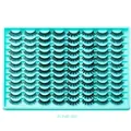 Bulk tray of 48 pairs black faux mink eyelashes in light blue case, model FLY48-001 - Voluminous Multi-Layer Style (FLY48-001)