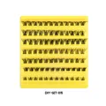 DIY segmented false eyelashes 7 rows black natural fiber cluster on yellow tray - Diy-set-015