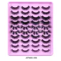 20 paia di ciglia finte in finto visone nero, modello JSTM20-006 con vassoio rosa - Stile Incrociato Naturale Folto (JSTM20-006)