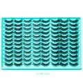 Black dense false eyelashes set in FLY48-003 style with 48 pairs on blue tray - Long Curled Style (FLY48-003)