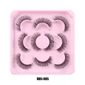 Five pairs of DD curl Russian volume false eyelashes in a pink petal tray design - Russian Crisscross Style (DD5-005)
