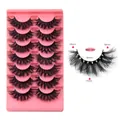 7 pairs of dramatic faux mink lashes with fluffy curls and 10mm-18mm length measurements - Dramatic Thick Style (BM7-001)