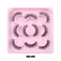 7 pairs of Russian D curl false eyelashes in black, arranged in a pink plastic tray - Russian Multi-Layer Style (DD5-006)