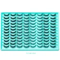 Bulk set of 48 pairs natural thick false eyelashes in turquoise tray, model FLY48-004 - Thick Fluffy Style (FLY48-004)