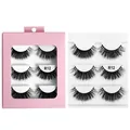 3 Paar 6D flauschige falsche Wimpern Modell R12 in rosa Box mit weißem Tray - R12