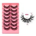 7 pairs of fluffy 3D faux mink eyelashes set with 9mm length in pink tray BM7-002 - Crisscross Style (BM7-002)