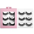 3 Paar 6D-flauschige künstliche Nerzwimpern Modell R14 in pinker Box-Verpackung - R14