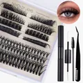 Kit extension ciglia fai-da-te con ciuffetti, colla a doppia punta e pinzette incluse - Set Fai-da-te 8-002 + Set Nero