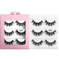 3 pairs of 6D fluffy faux mink eyelashes R15 style in a pink box with window - R15 Style