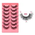 7 pairs of fluffy faux mink eyelashes with 8mm to 17mm gradient length, model BM7-004 - Thick Multi Layered Curled Style (BM7-004)