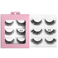 3 pairs of R16 6D fluffy faux mink eyelashes in a pink case for a natural voluminous look - R16