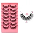 7 pairs of voluminous 3D faux mink eyelashes, model BM7-005, dramatic wispy curling style - Multi Layered Overlap Style (BM7-005)