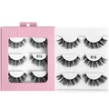 3 pairs of 6D fluffy faux mink eyelashes in pink case model R18 for natural makeup - R18