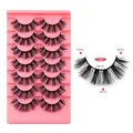 Set of 7 pairs of 3D layered faux mink eyelashes in model BM7-006 with 16mm length - Natural Curled Style (BM7-006)