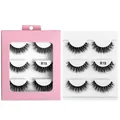 Dramatic 6D fluffy faux mink eyelashes R19 set with 3 pairs in pink glitter packaging - R19