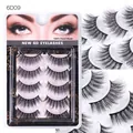 Handmade 6D synthetic fiber eyelashes 5-pair set with natural layered volume style - 6D09 Style