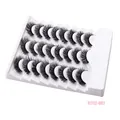 Set of 14 pairs of thick black synthetic fiber false eyelashes in a white plastic tray - Multilayer Thick Curled Style (FLY12-002)