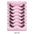 Fox eye false eyelashes with transparent bands, 7 pairs of winged long lashes, HLY-21 style - Super Curly Style (HLY-21)