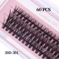 DIY cluster wimpers 60 stuks 30D volume zwarte kunstwimpers op roze kaartset - 30D-301