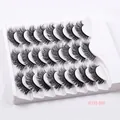 21 pairs of 3D curly black false eyelashes in style FLY12-007 on white display base - 3D Curled Thick Style (FLY12-007)