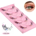 5 pairs of fox-style fake eyelashes with colorful flower sequins and clear band - Natural Long Style (Love5-009) / Black With Multicolor Decoration