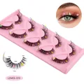 Five pairs of fox-style false eyelashes with colorful flower sequins and 30mm width - Thick Curly Style (Love5-010) / Black With Three-Color Flowers