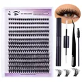 DIY Wimpernverlängerung Set mit Kleber und Pinzette für natürlich geschwungene Wimpern - Stil mit Schwarzem Komplett-Kit
