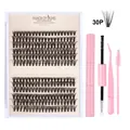 Kit extension ciglia fai-da-te con ciglia singole, pinzette rosa, colla e pennello - DIY-SET-034+Kit di Strumenti Rosa