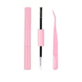 Pink DIY eyelash extensions tool set with dual-ended brush and comb tweezers kit - Pink Bond Seal And Tweezers Tool Set