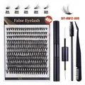 DIY eyelash extension kit with 40 cluster lashes, dual-ended glue, and professional tweezers - 3D Crisscross Style With Black Glue Tool Kit (DIY-WH12-009)