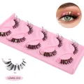 5 pairs of 3D fox-eye false eyelashes with colorful sequins and tiny floral details - 3D Stage Style (Love5-012) / Black With Macaron Color Flowers