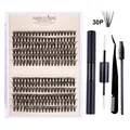 Kit extension ciglia fai-da-te con 240 ciuffi in finto visone, colla e pinzette - DIY-SET-034+Kit di Strumenti Nero