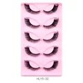 Ciglia finte occhio di gatto spettacolari set da 5 paia con punte allungate - Stile Folto Incurvato (HLY5-32) / Nero