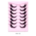 7 paia di ciglia finte 3D effetto volpe nere, stile folto e riccio su vassoio rosa - Stile HM4-58
