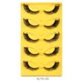 5 paia di ciglia finte naturali folte stile fox-eye con effetto allungato, HLY5-33 - Stile Folto a Strati (HLY5-33) / Nero