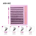 40D cluster lashes set with individual segments and pink dual-ended tool for DIY extension - 40D-002