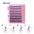 Cils individuels 30D-002 en plateau rose avec longueurs assorties de 10mm à 16mm - 30D-002