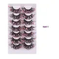 Dramatic 7-pair set of colorful sequin false eyelashes with pink and purple glitter - Pink Purple Gold Sequins Style (Night7-01)